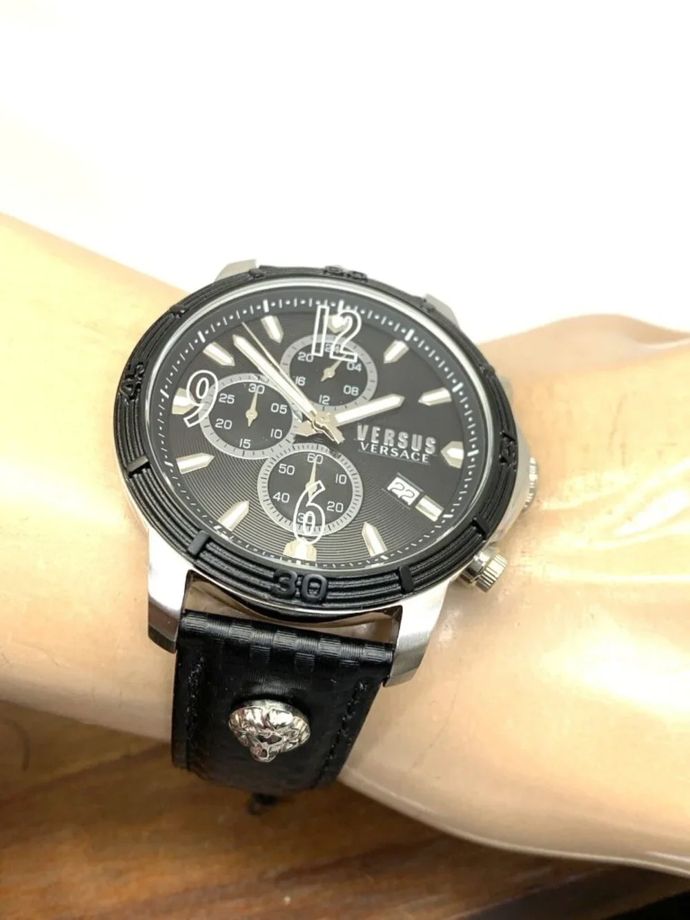 Versus by Versace Men's Watch VSPHJ1021 Quartz Chronograph Leather Band 46mm